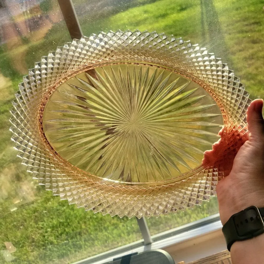 VTG Anchor Hocking Miss America Pink Depression Glass Serving Platter 12